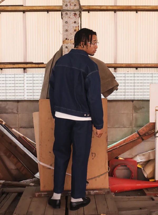 WOODBLOCK 2TUCK DENIM TROUSER - DARK INDIGO