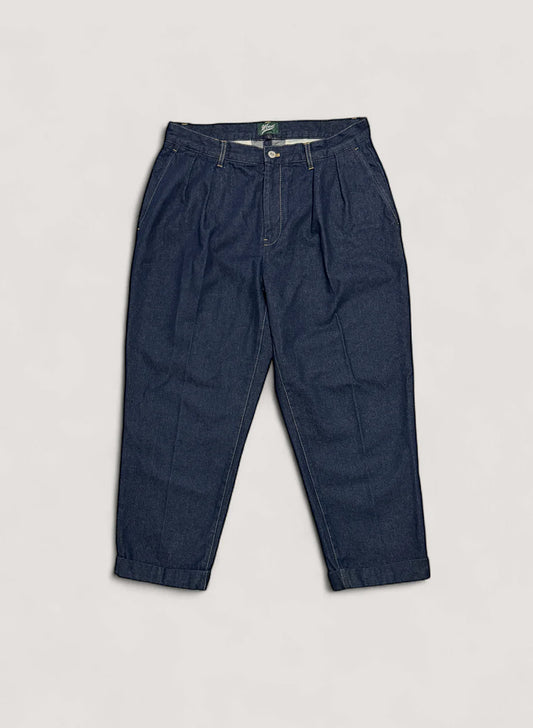 WOODBLOCK 2TUCK DENIM TROUSER - DARK INDIGO