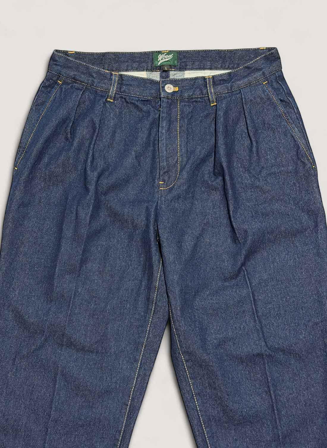 WOODBLOCK 2TUCK DENIM TROUSER - DARK INDIGO