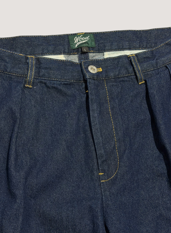 WOODBLOCK 2TUCK DENIM TROUSER - DARK INDIGO