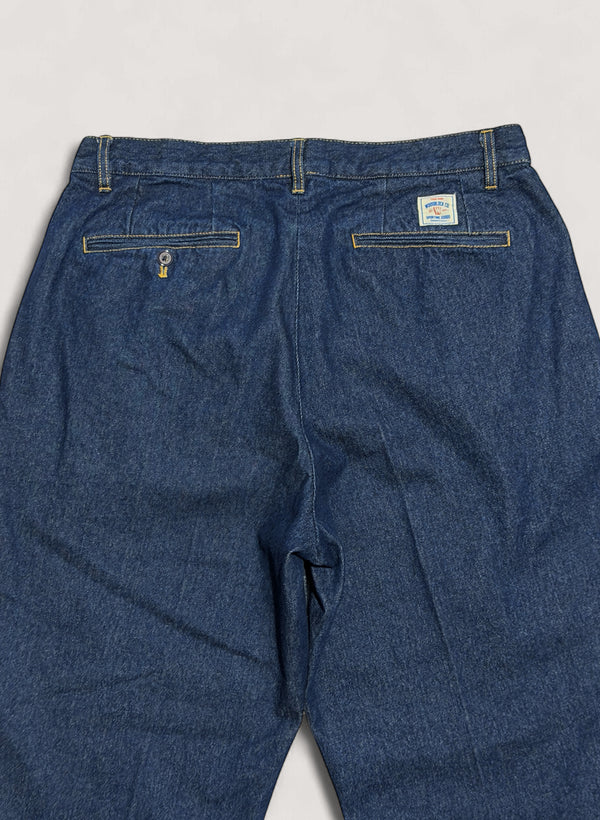 WOODBLOCK 2TUCK DENIM TROUSER - DARK INDIGO