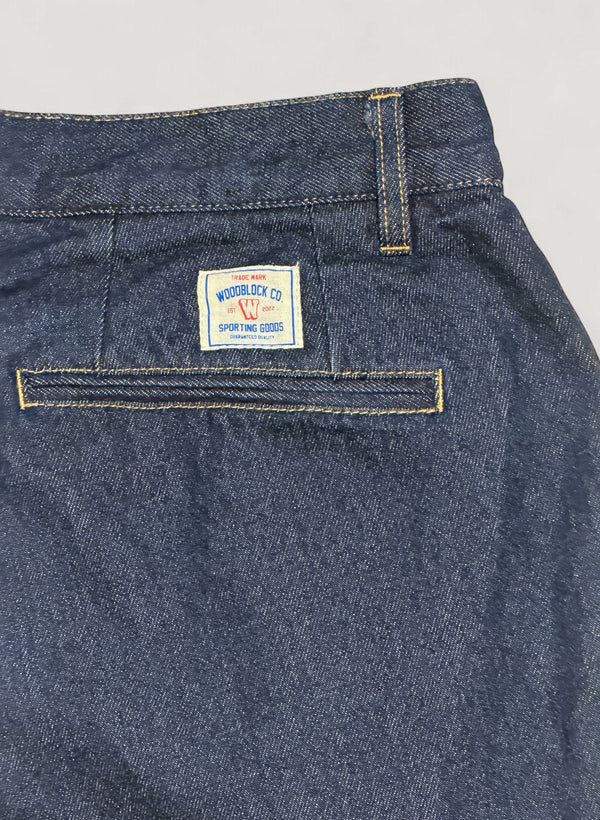 WOODBLOCK 2TUCK DENIM TROUSER - DARK INDIGO