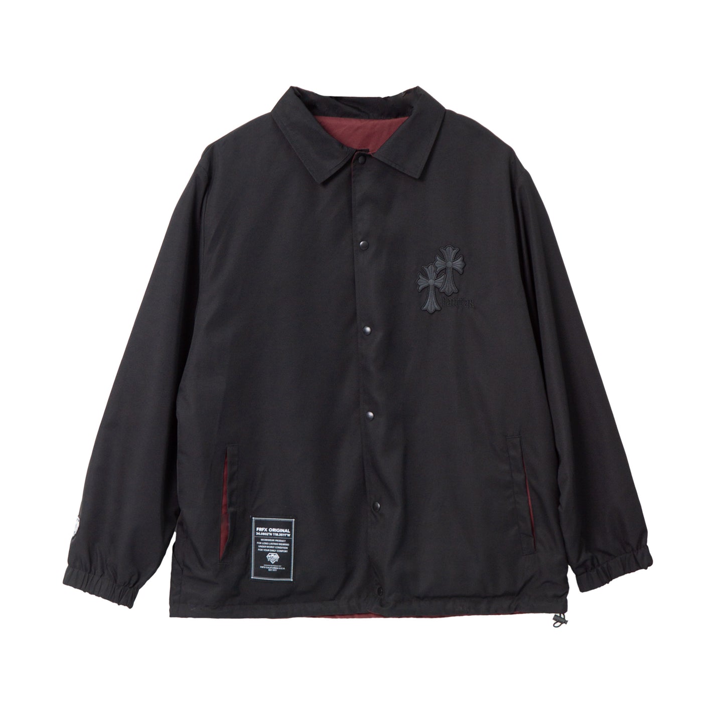 FAIRFAX ROCKER REVERSIBLE COACH JACKET BLACK/WINE