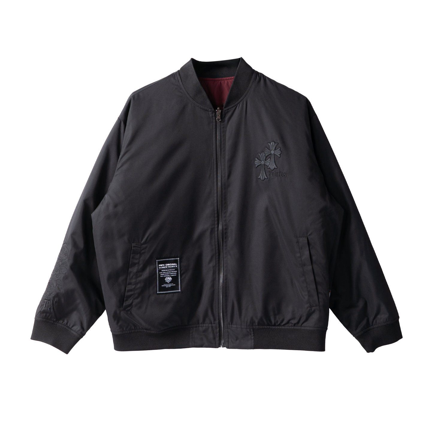 FAIRFAX DOUBLE CROSS REVERSIBLE FLIGHT JACKET - BLACK/WINE