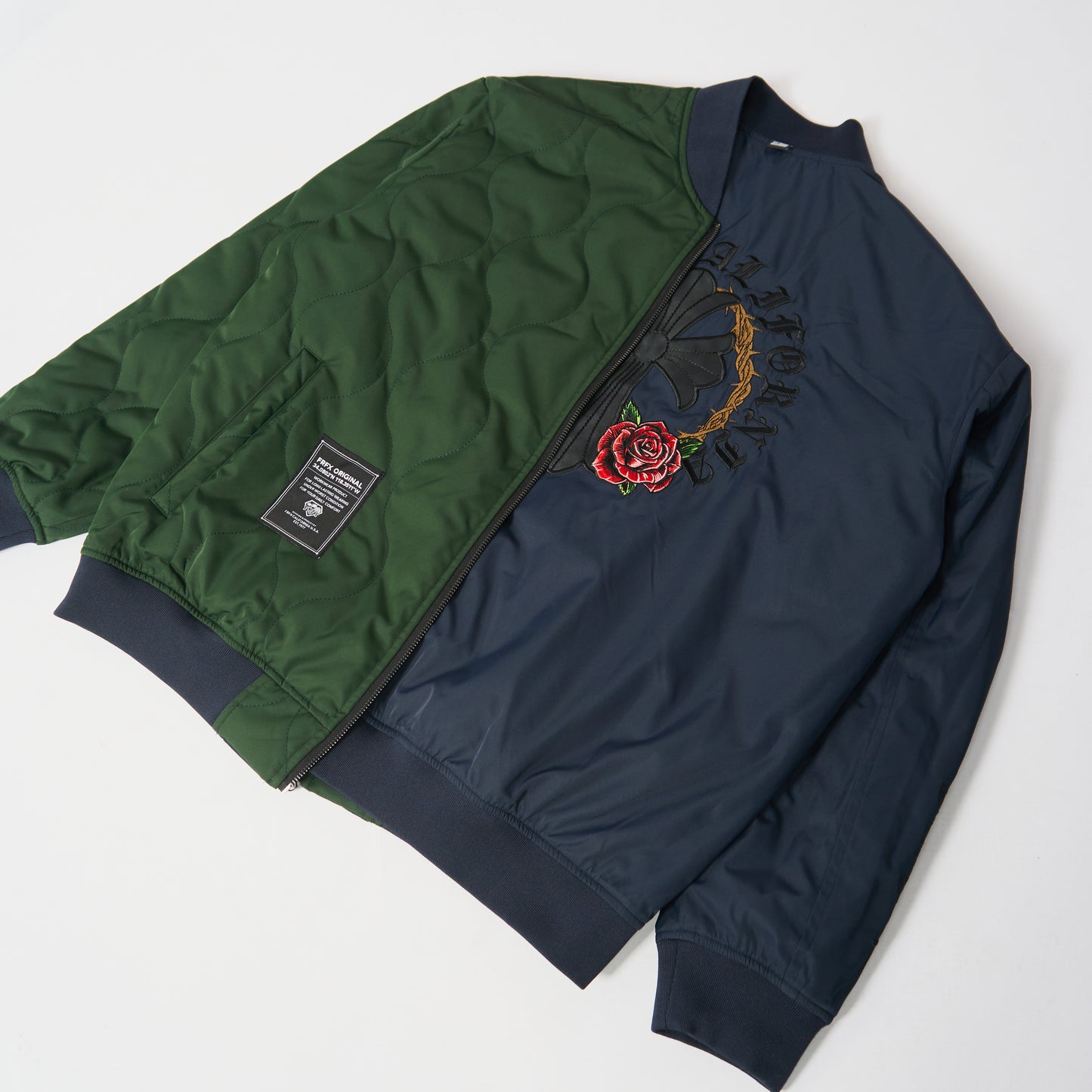 FAIRFAX DOUBLE CROSS REVERSIBLE FLIGHT JACKET - NAVY/ARMY GREEN