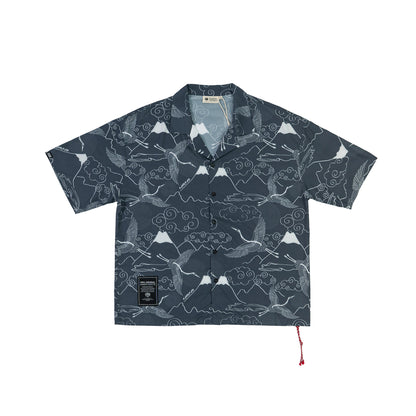 FUJISAN AND CRANE PRINT SHIRT