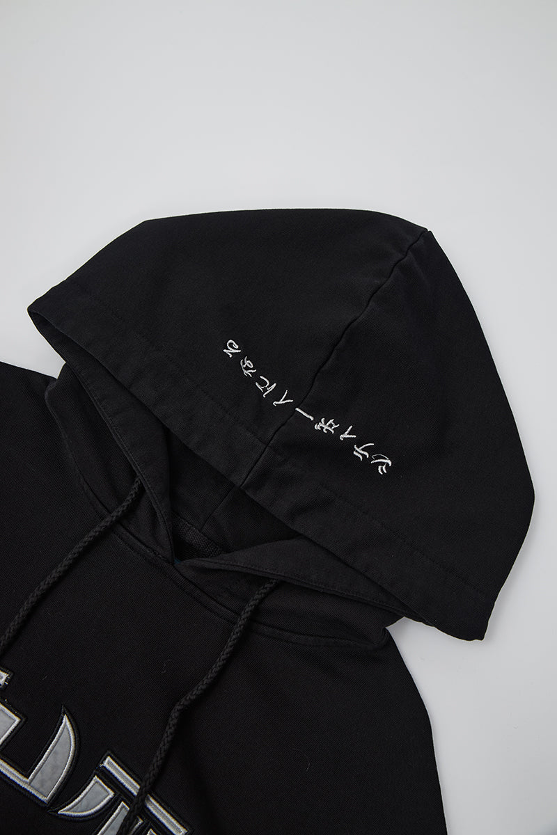 FUMBLE JAPANESE APPLIQUE HOODIES - BLACK