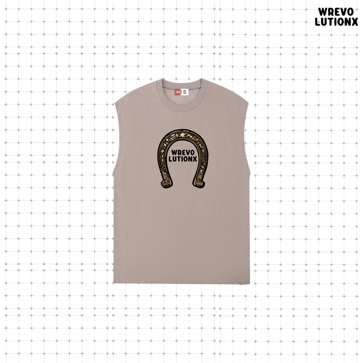 WREVOLUTIONX Classic Animals - Cement Gray Heavy-Weight Tank  (Horseshoe)