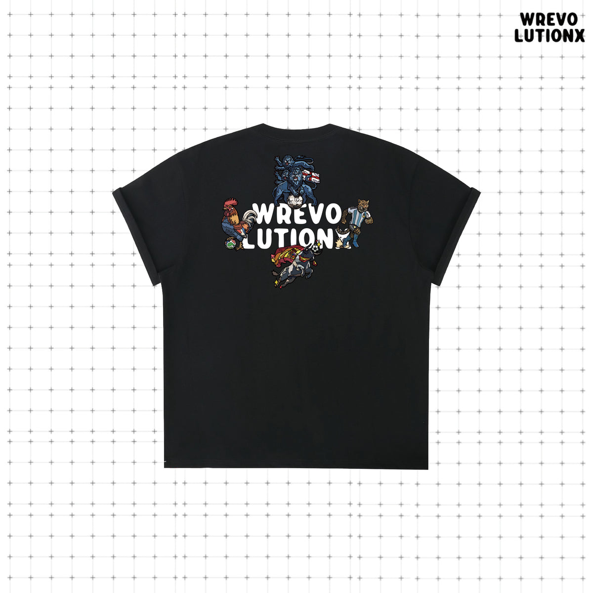 WREVOLUTIONX Classic Animals - Black Heavy-Weight T-Shirt (Taiwanese Baseball Animals)
