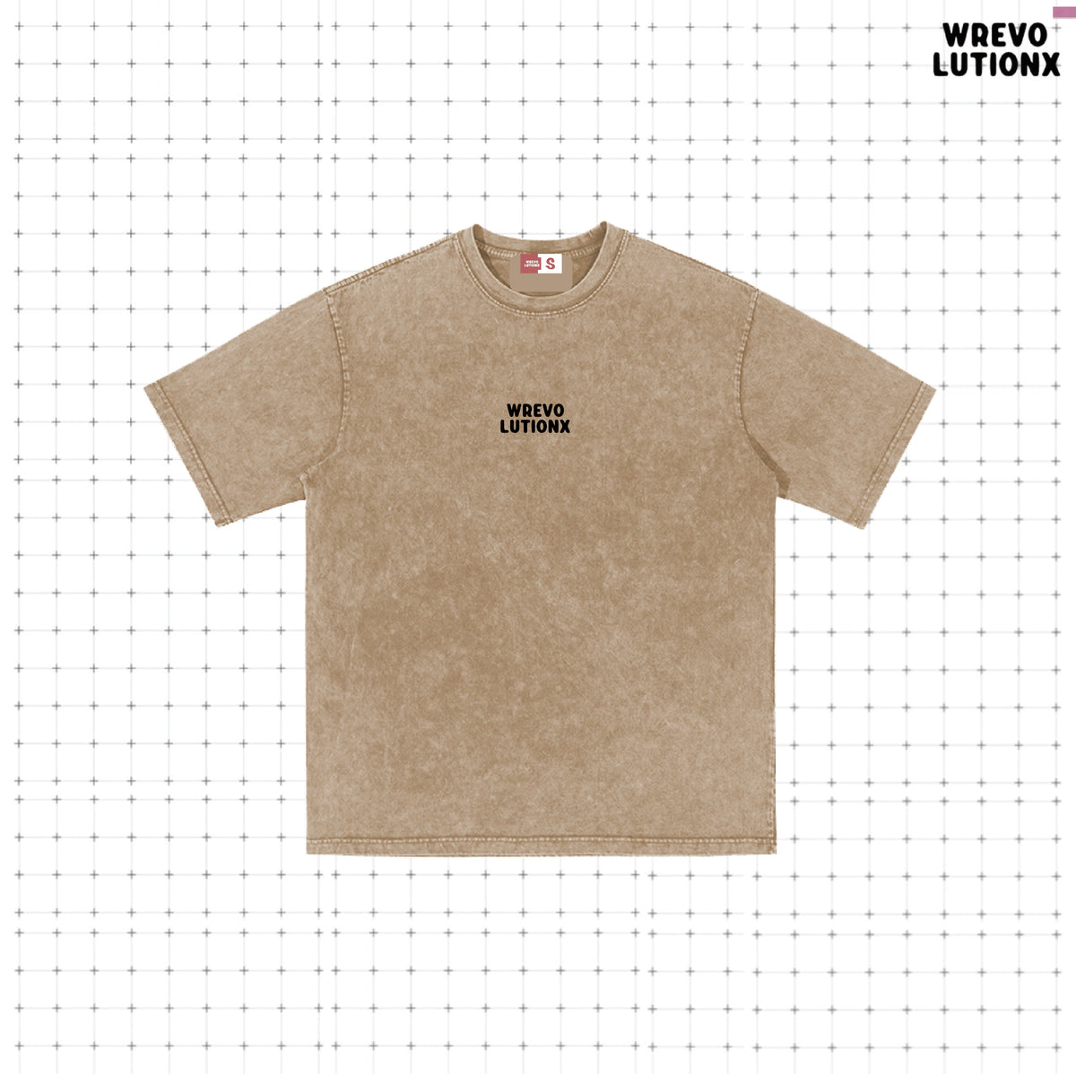 WREVOLUTIONX Classic Animals - Khaki Denim Washed T-Shirt（Western Cowboy)