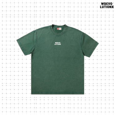 WREVOLUTIONX Classic Animals - Green Textured Denim-Washed T-Shirt  (Horse Racing)