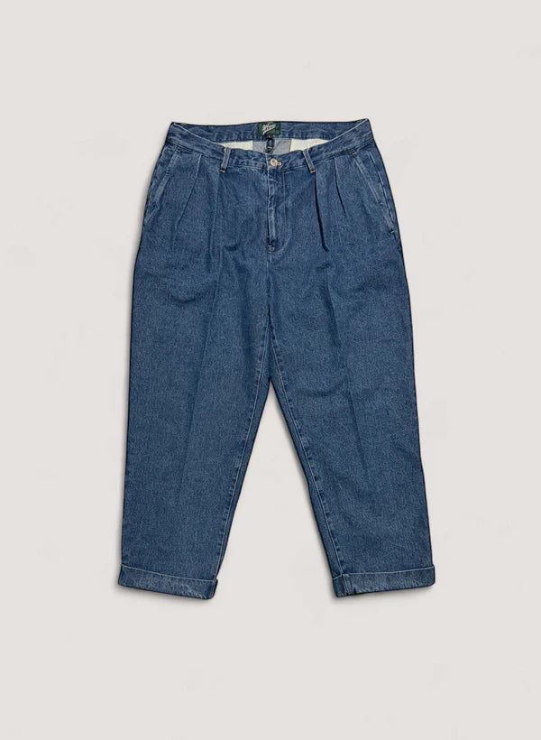 WOODBLOCK 2TUCK DENIM TROUSER - LIGHT INDIGO