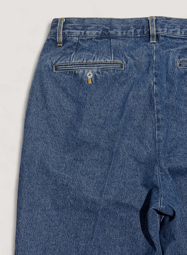 WOODBLOCK 2TUCK DENIM TROUSER - LIGHT INDIGO