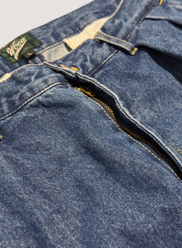 WOODBLOCK 2TUCK DENIM TROUSER - LIGHT INDIGO