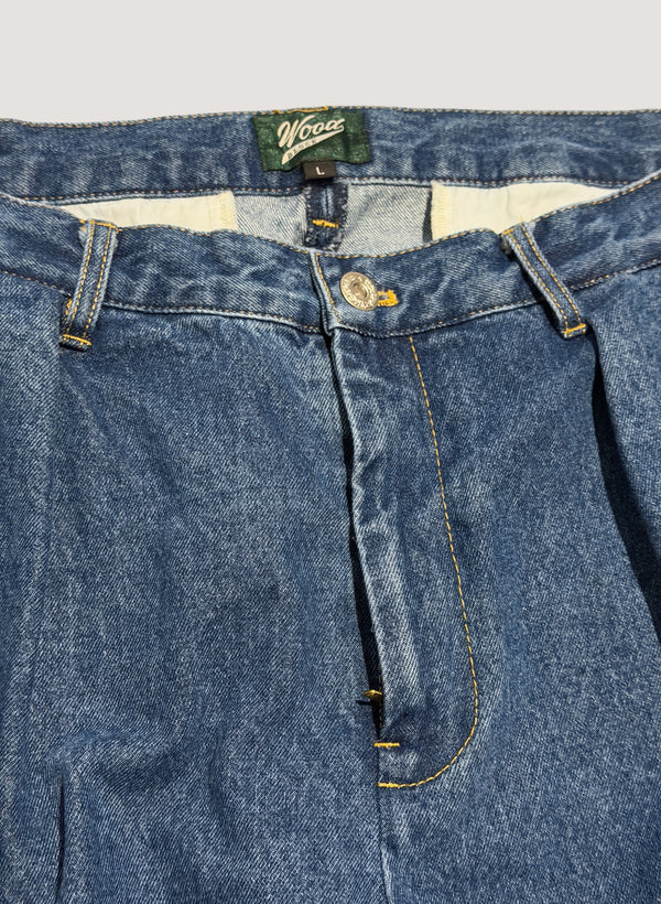 WOODBLOCK 2TUCK DENIM TROUSER - LIGHT INDIGO