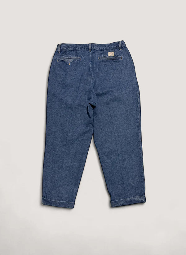 WOODBLOCK 2TUCK DENIM TROUSER - LIGHT INDIGO