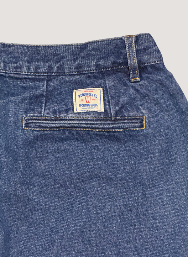 WOODBLOCK 2TUCK DENIM TROUSER - LIGHT INDIGO