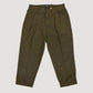 WOODBLOCK２TUCK HERRINGBONE TROUSER - OLIVE