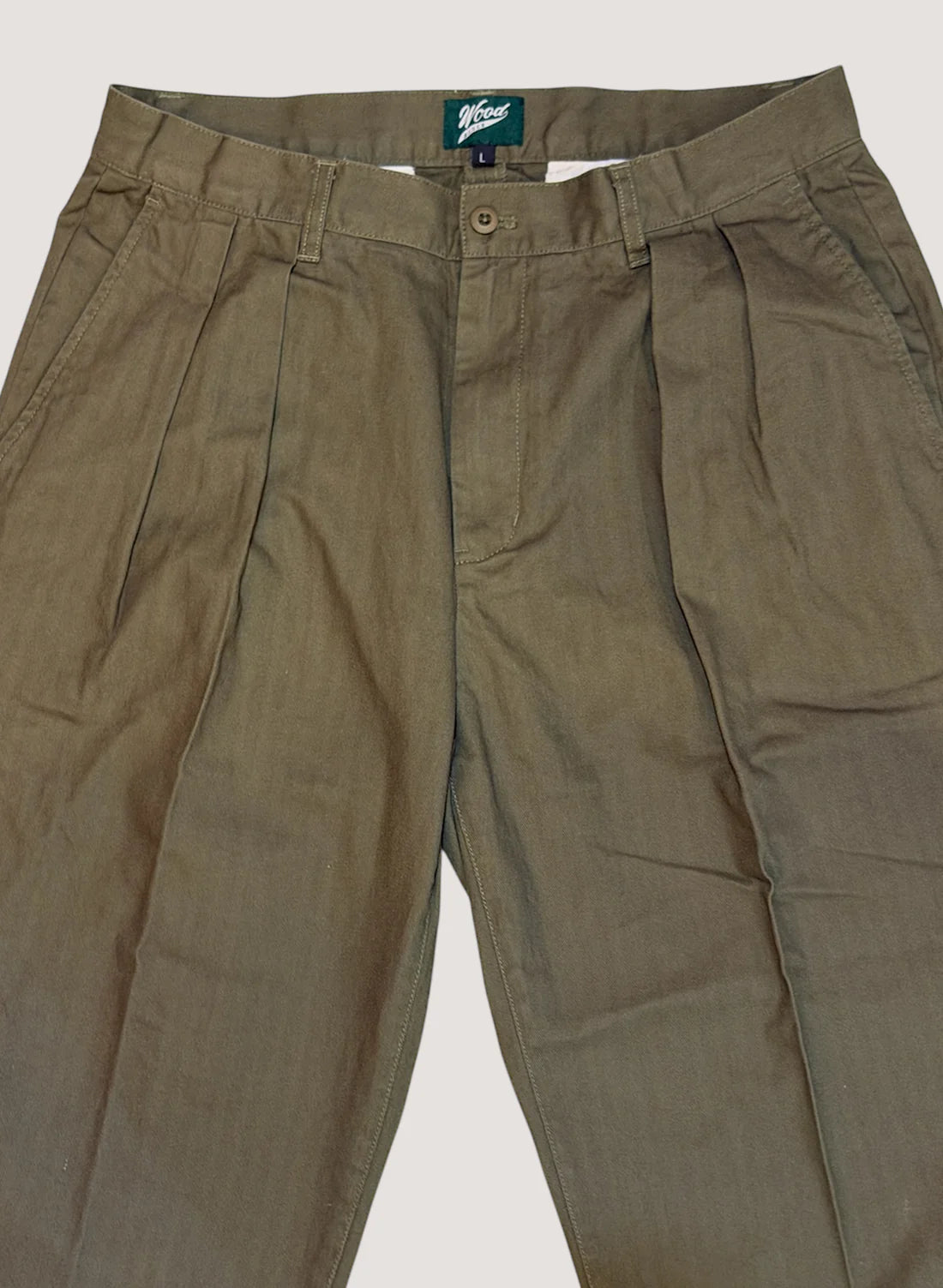 WOODBLOCK２TUCK HERRINGBONE TROUSER - OLIVE