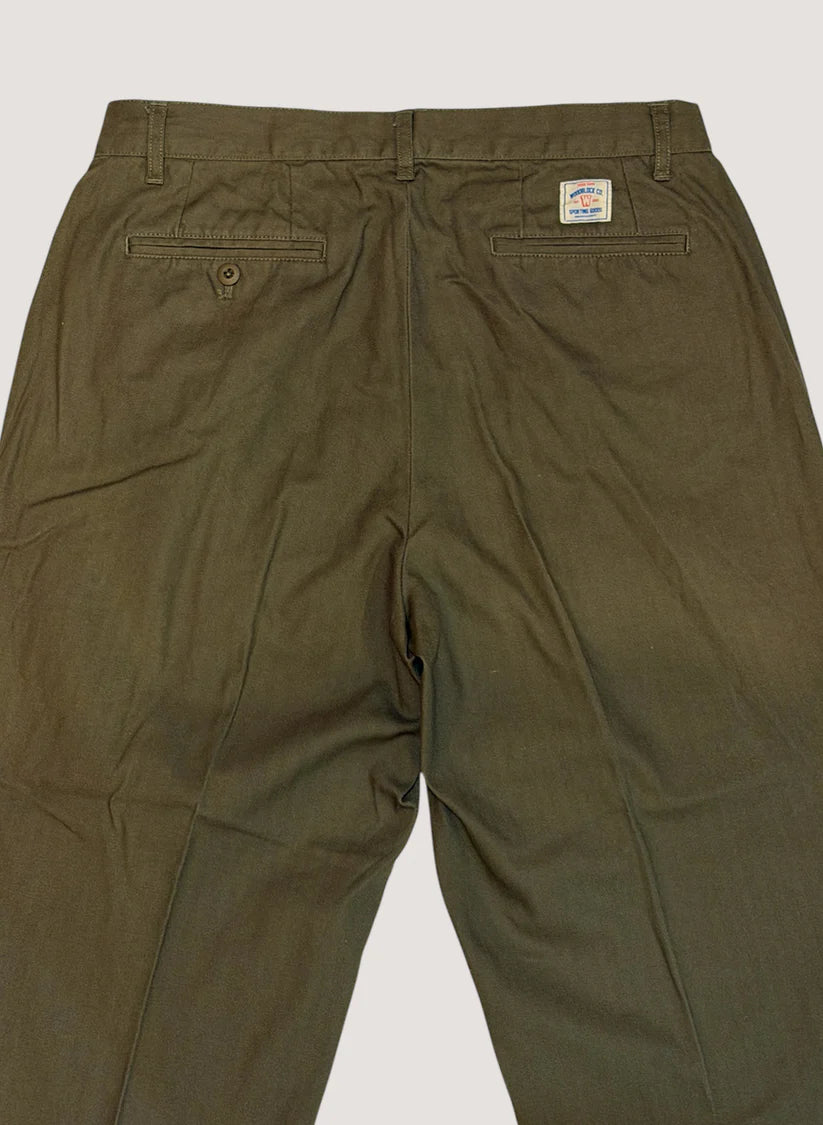 WOODBLOCK２TUCK HERRINGBONE TROUSER - OLIVE