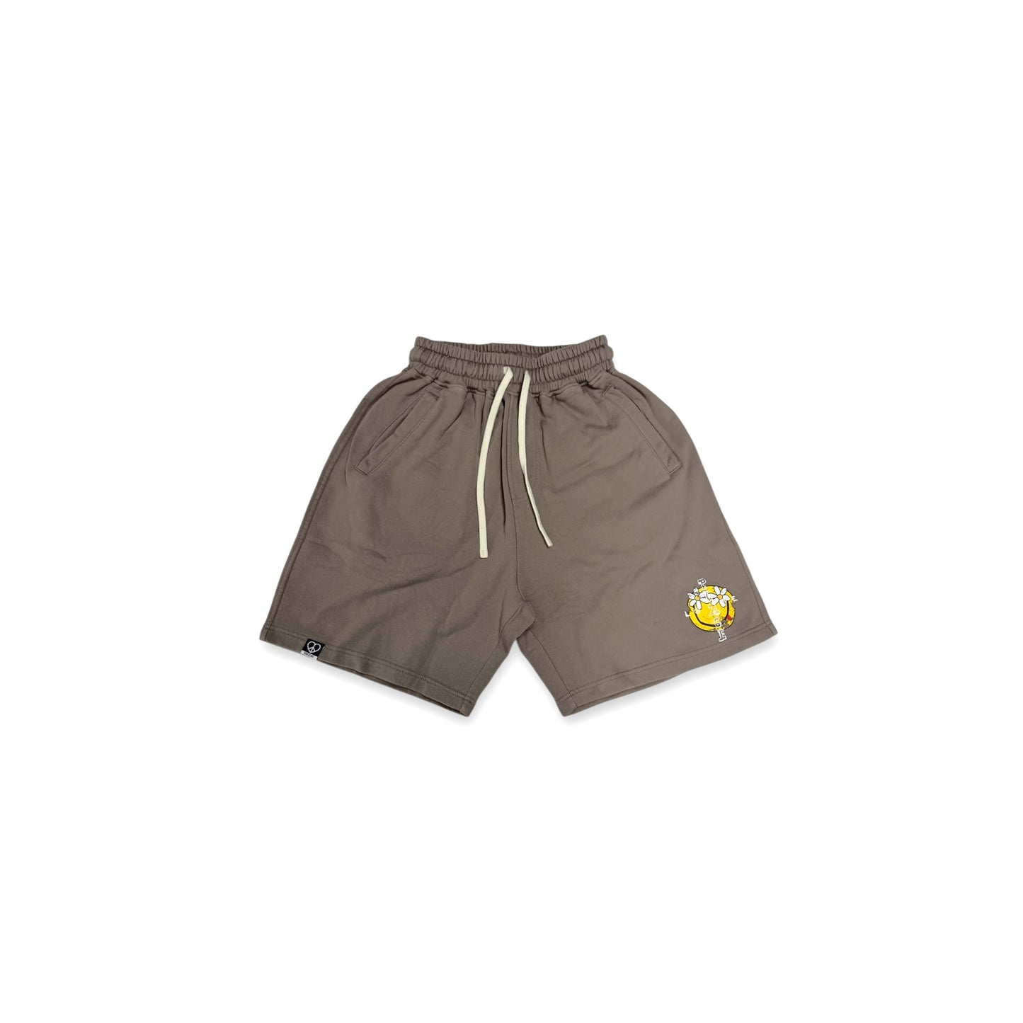 “SMILEY FACE” ENZYME WASHED SWEAT SHORTS