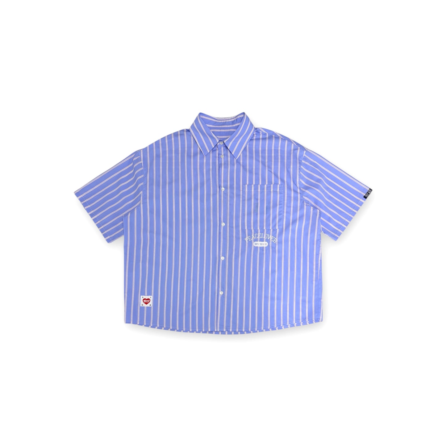 “PEACE LOVER” BOXY STRIPE SHIRT