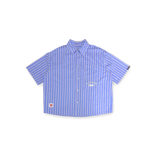 “PEACE LOVER” BOXY STRIPE SHIRT