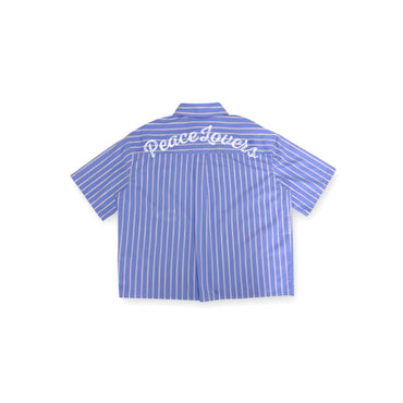 “PEACE LOVER” BOXY STRIPE SHIRT