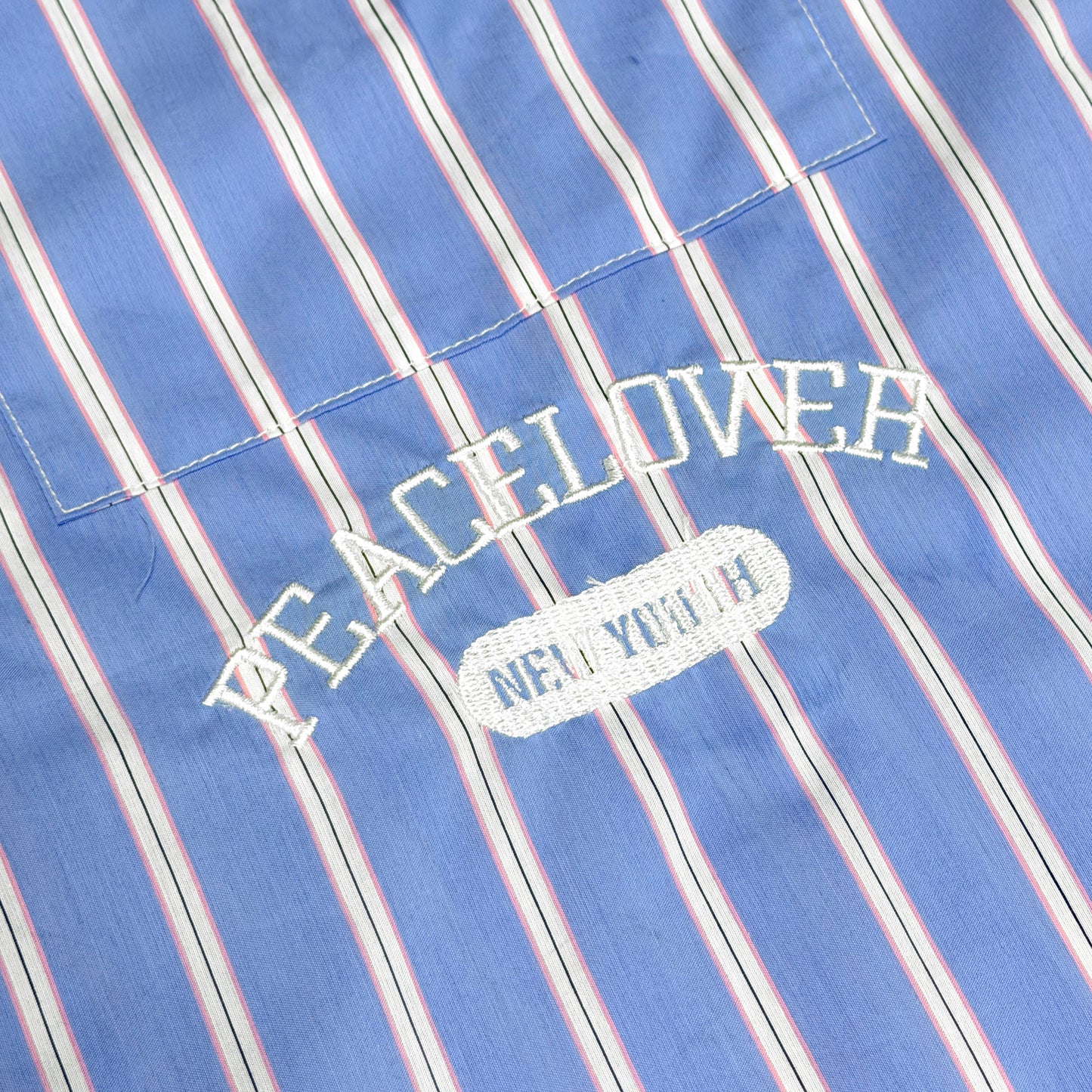 “PEACE LOVER” BOXY STRIPE SHIRT