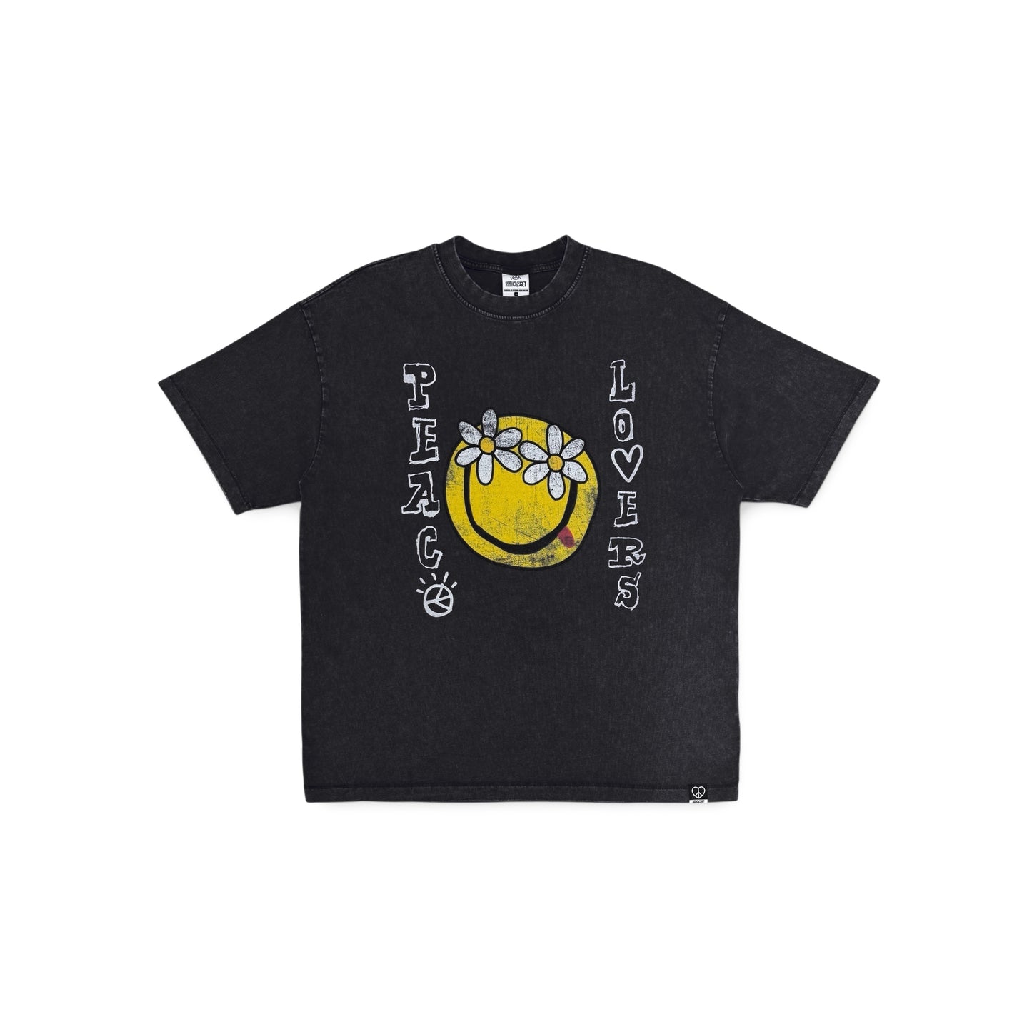 “PEACE LOVERS SMILEY”WASHED T-SHIRT