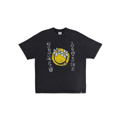 “PEACE LOVERS SMILEY”WASHED T-SHIRT
