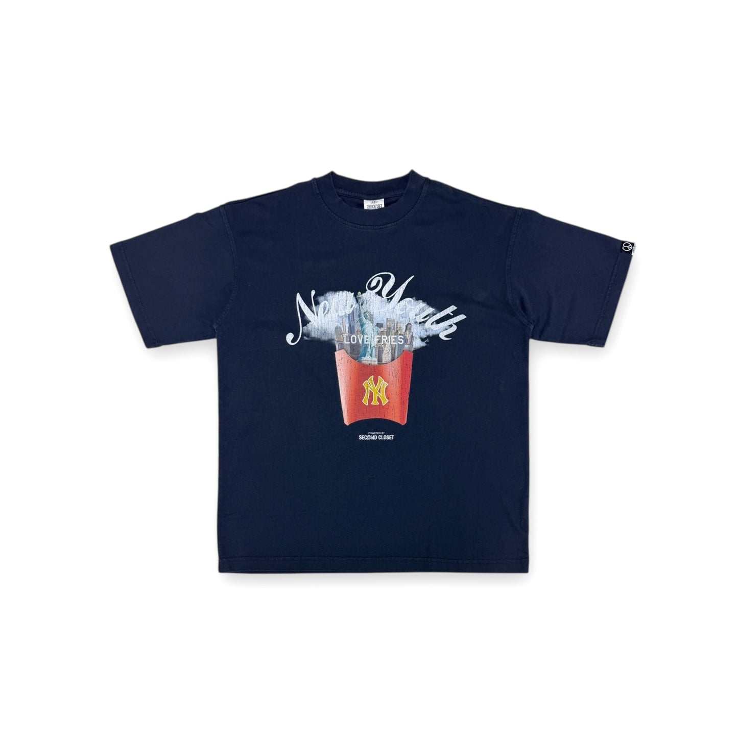 “NY LOVE FRIES” PRINTED WASHED T-SHIRT