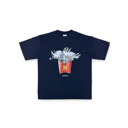 “NY LOVE FRIES” PRINTED WASHED T-SHIRT