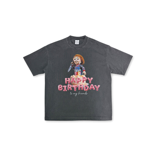 “HAPPY BIRTHDAY” WASHED T-SHIRT