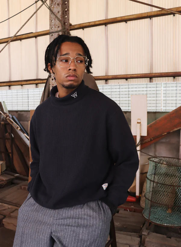 WOODBLOCK THERMAL TURTLE NECK - NAVY