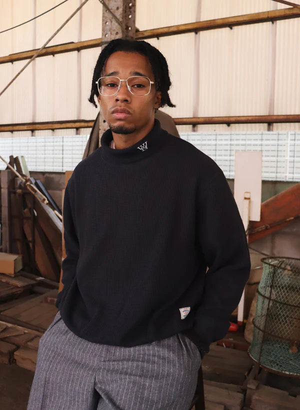 WOODBLOCK THERMAL TURTLE NECK - NAVY