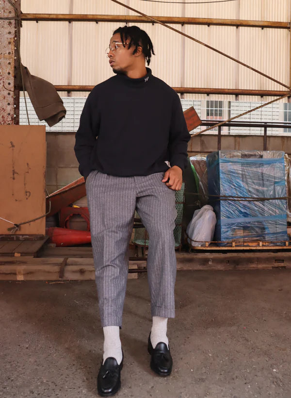 WOODBLOCK THERMAL TURTLE NECK - NAVY