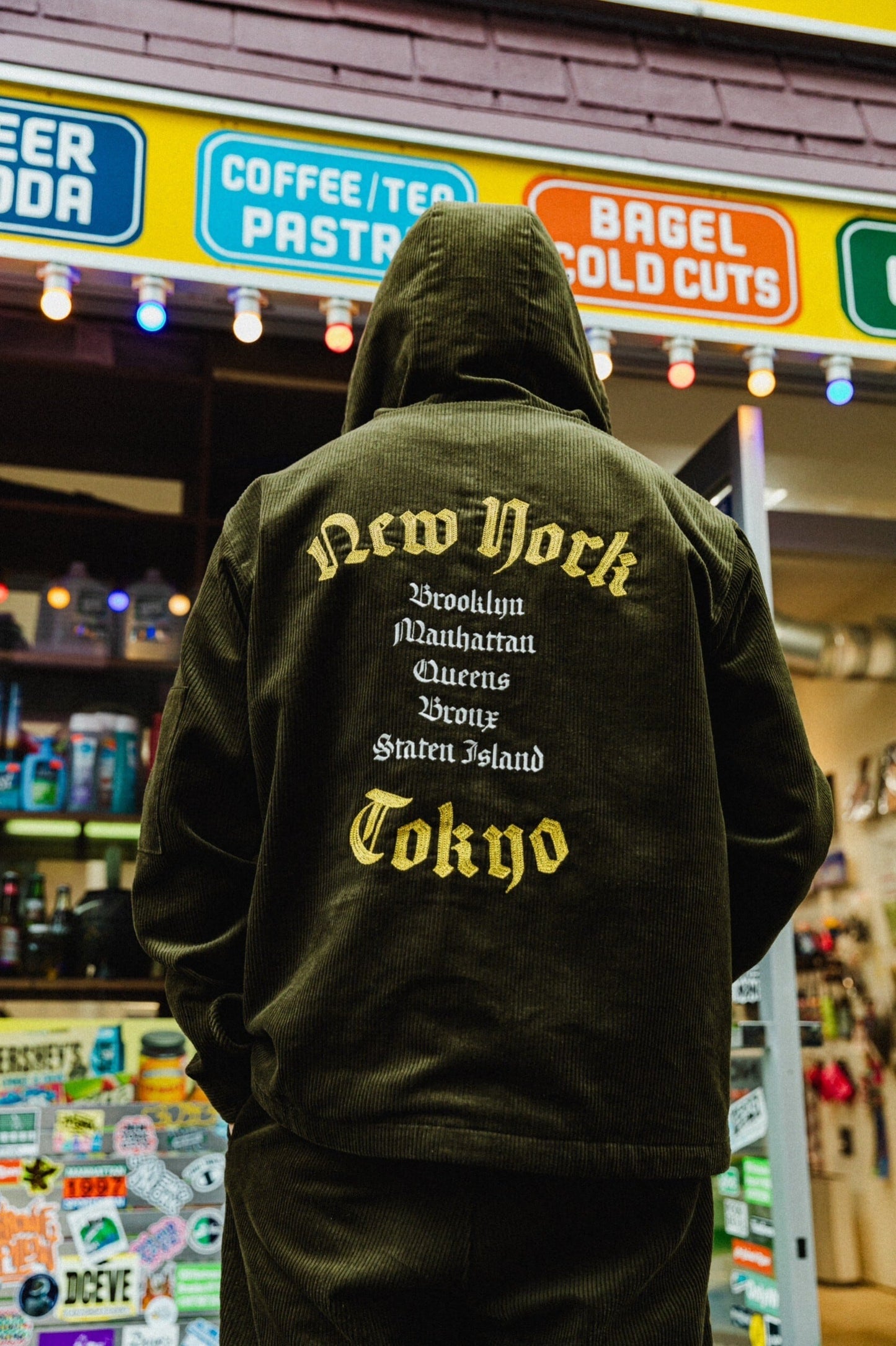 K’rooklyn CORDUROY TEXTILE ZIP HOODIE - KHAKI