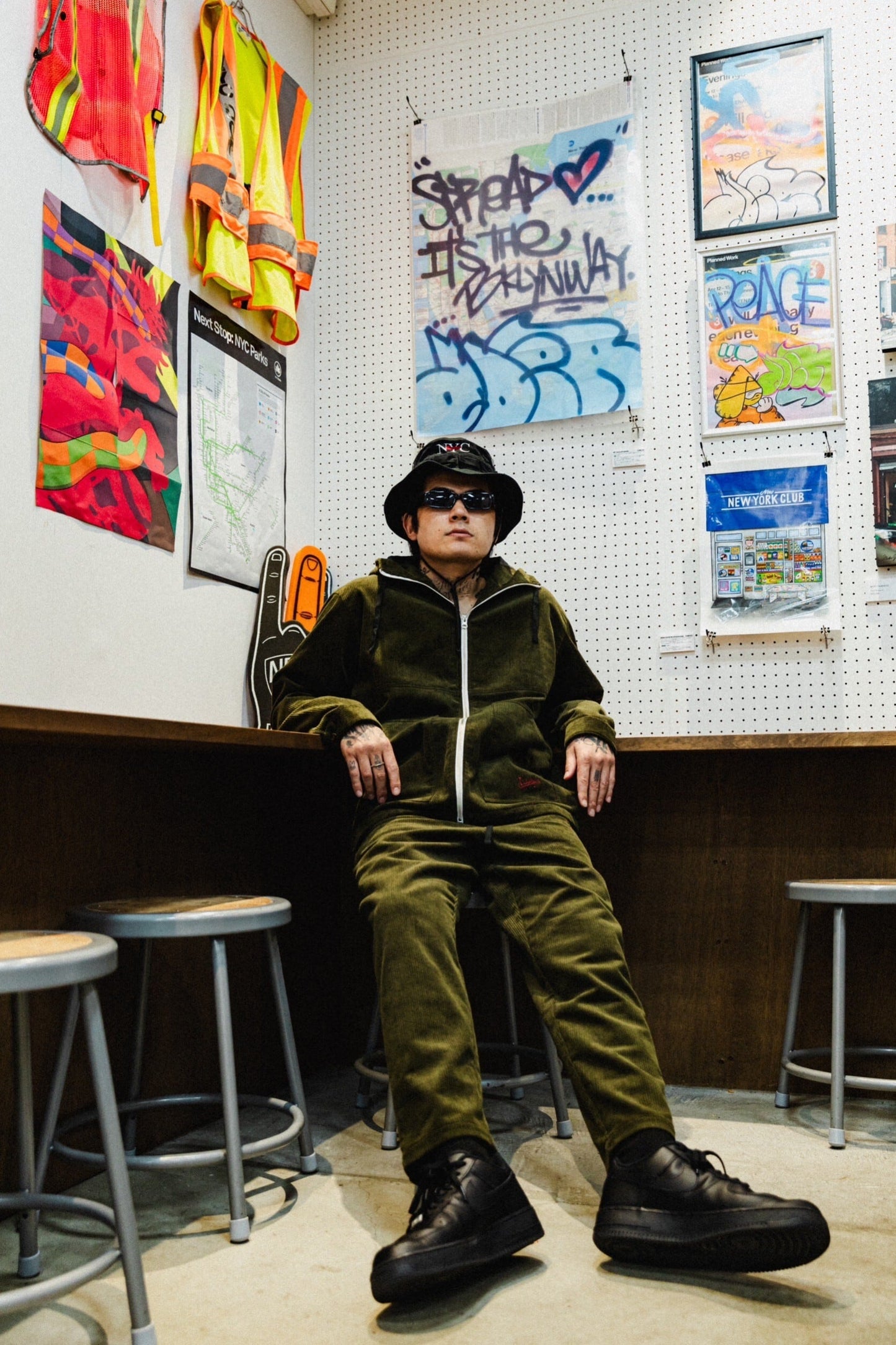 K’rooklyn CORDUROY TEXTILE ZIP HOODIE - KHAKI